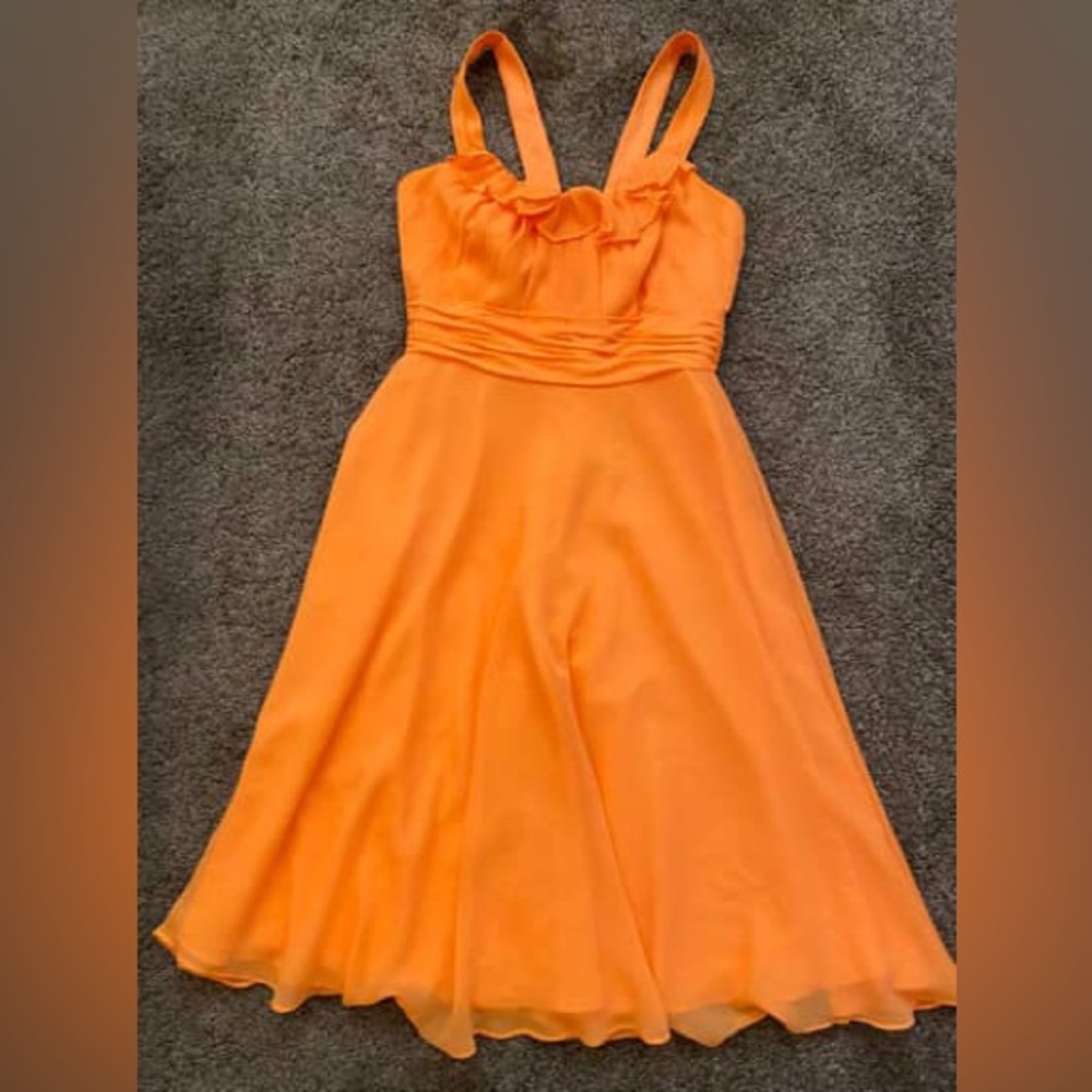 David's Bridal Bold Orange Dress